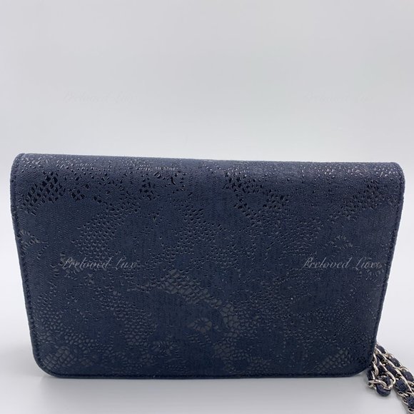 Authentic CHANEL Lace Embossed Wallet-on-the-chain WOC Crossbody Flap bag - Picture 5 of 16